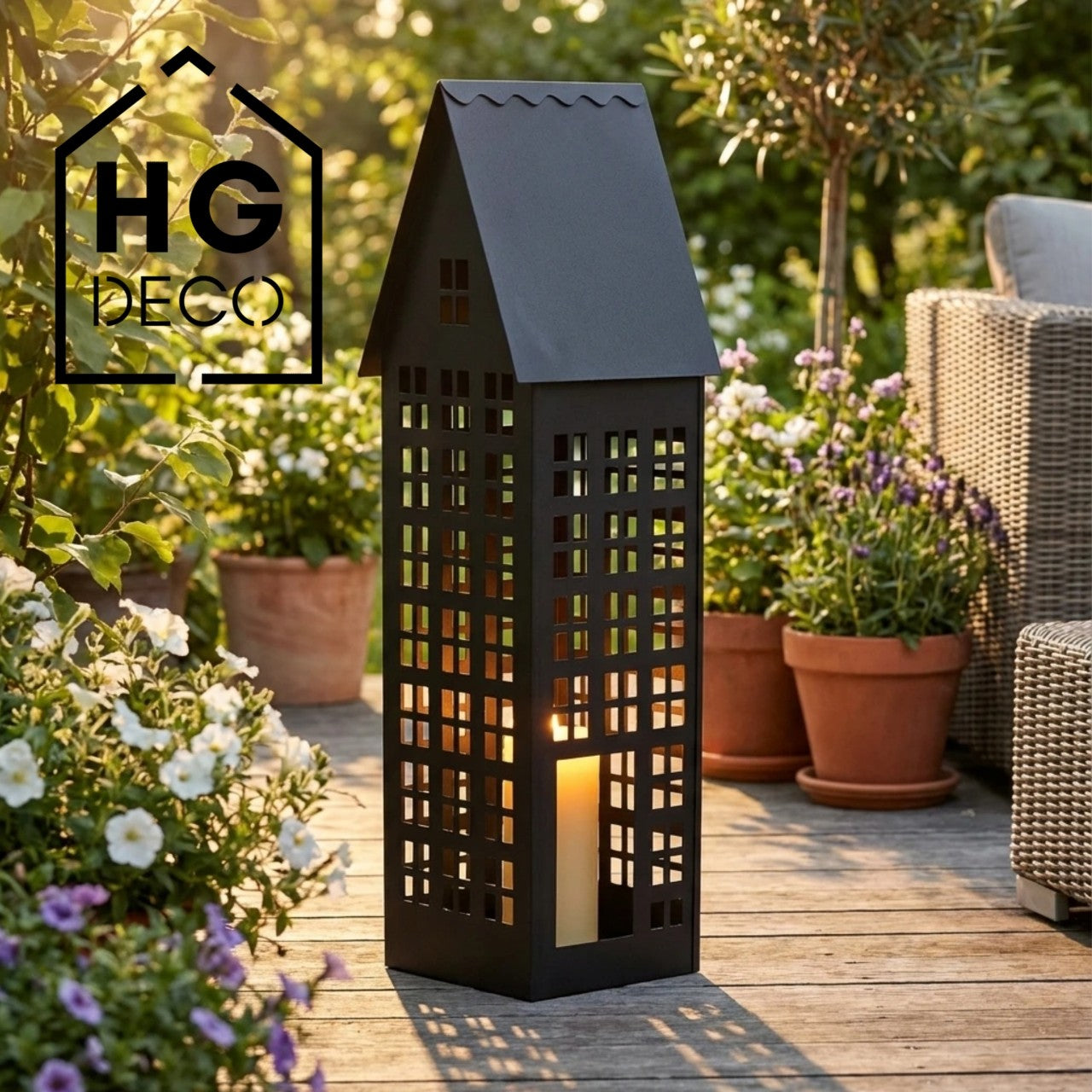 Lampion domek LUMI XXL czarny HGDECO