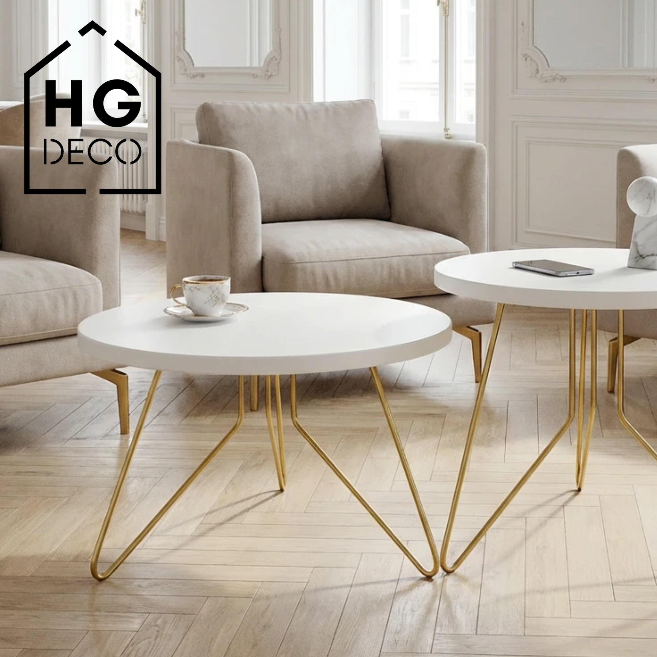 HGDECO FIN 40 cm Gold Coffee Table Legs Set