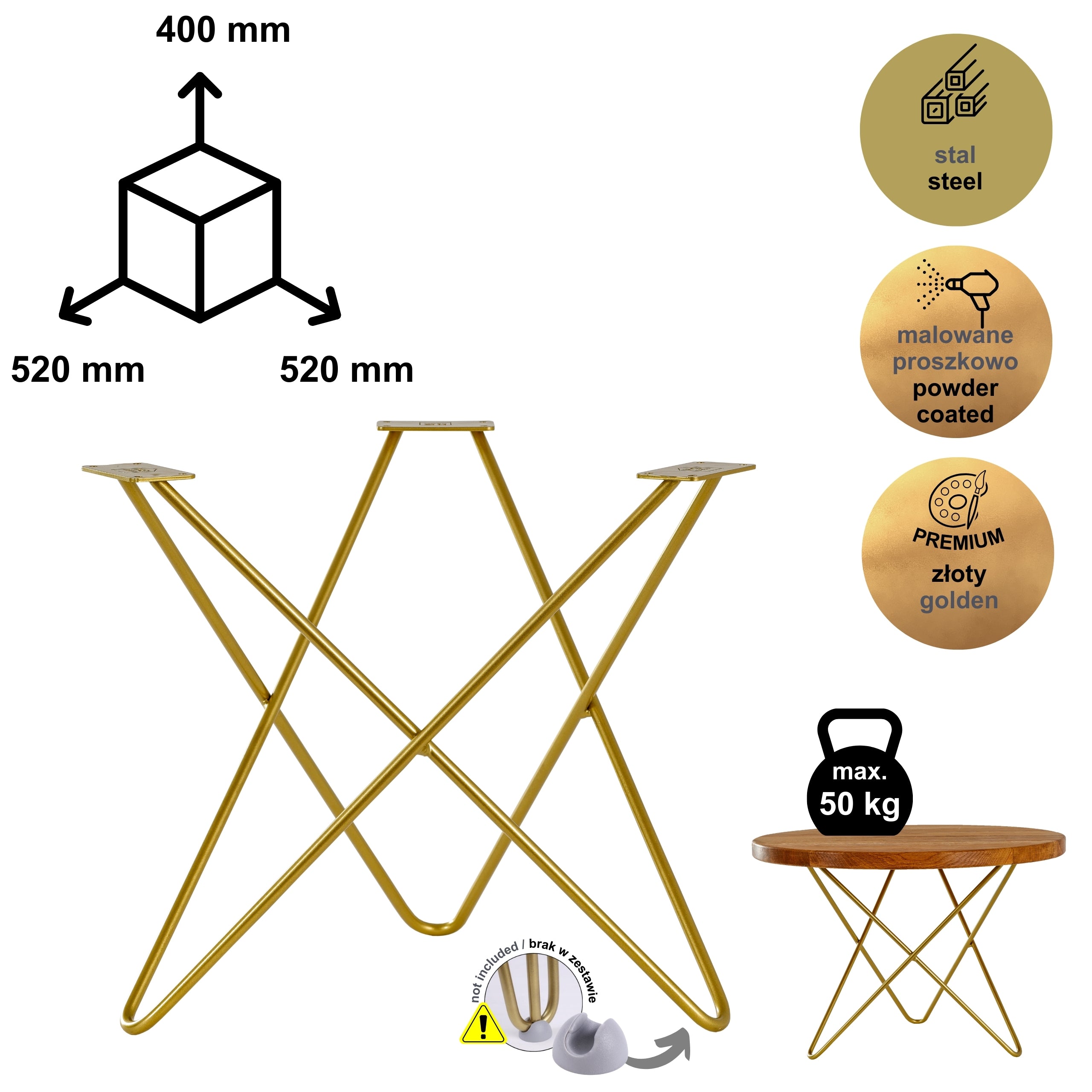 STAR coffee table frame 40 cm gold HGDECO