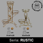 Kwietnik metalowy stojący 3 doniczki RUSTIC 91 złota patyna HGDECO