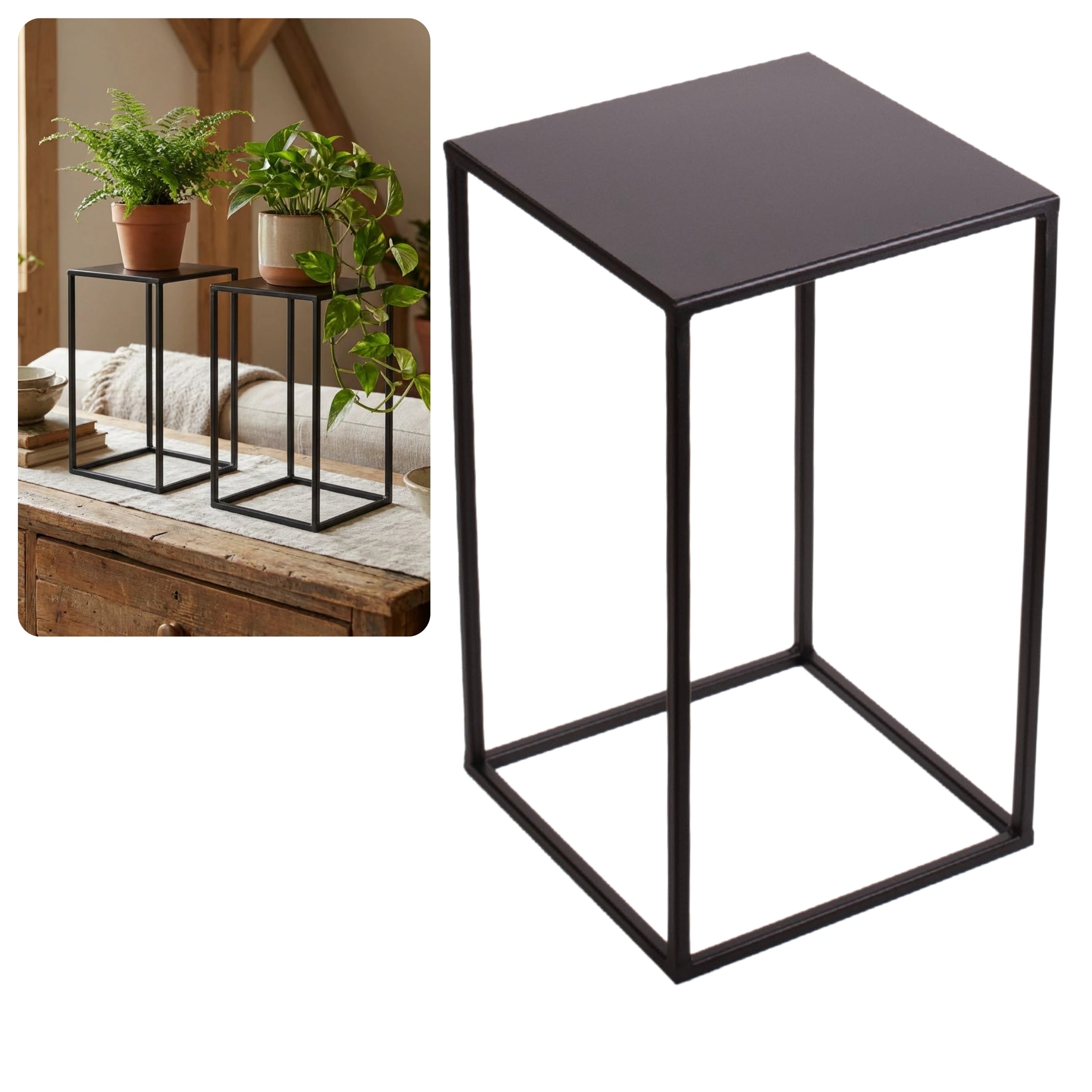Metalowy kwietnik stojak na kwiatek TOWER 40 czarny styl loftowy HGDECO