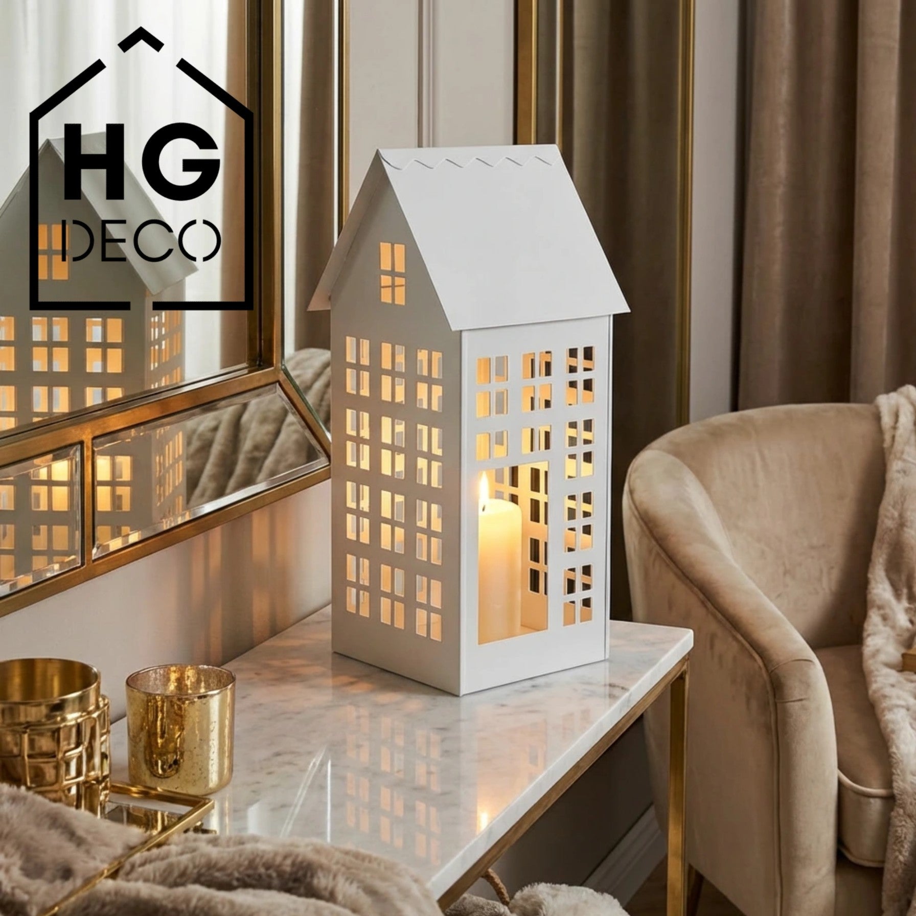 Lampion domek LUMI XL biały HGDECO