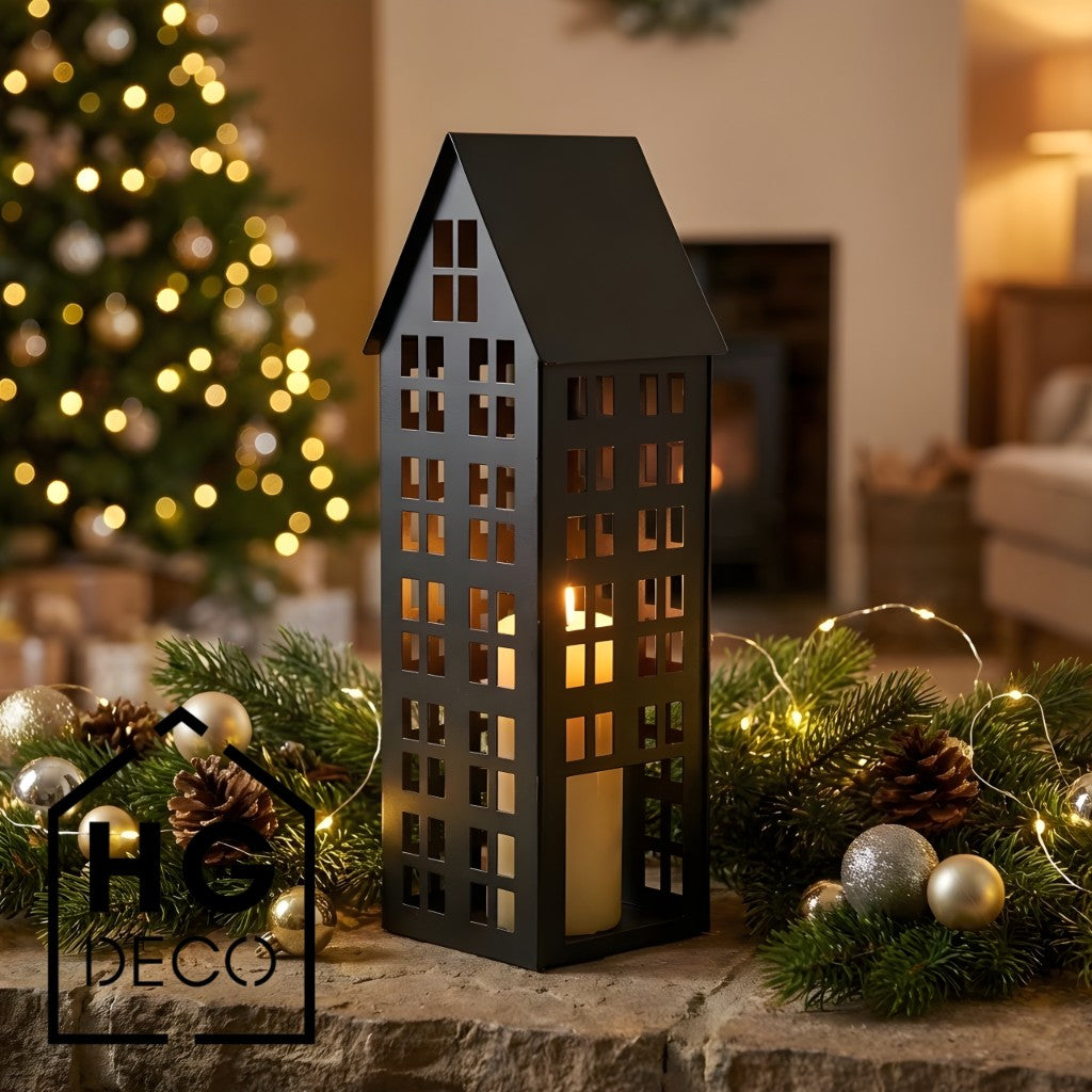 Lampion domek LUMI L czarny HGDECO