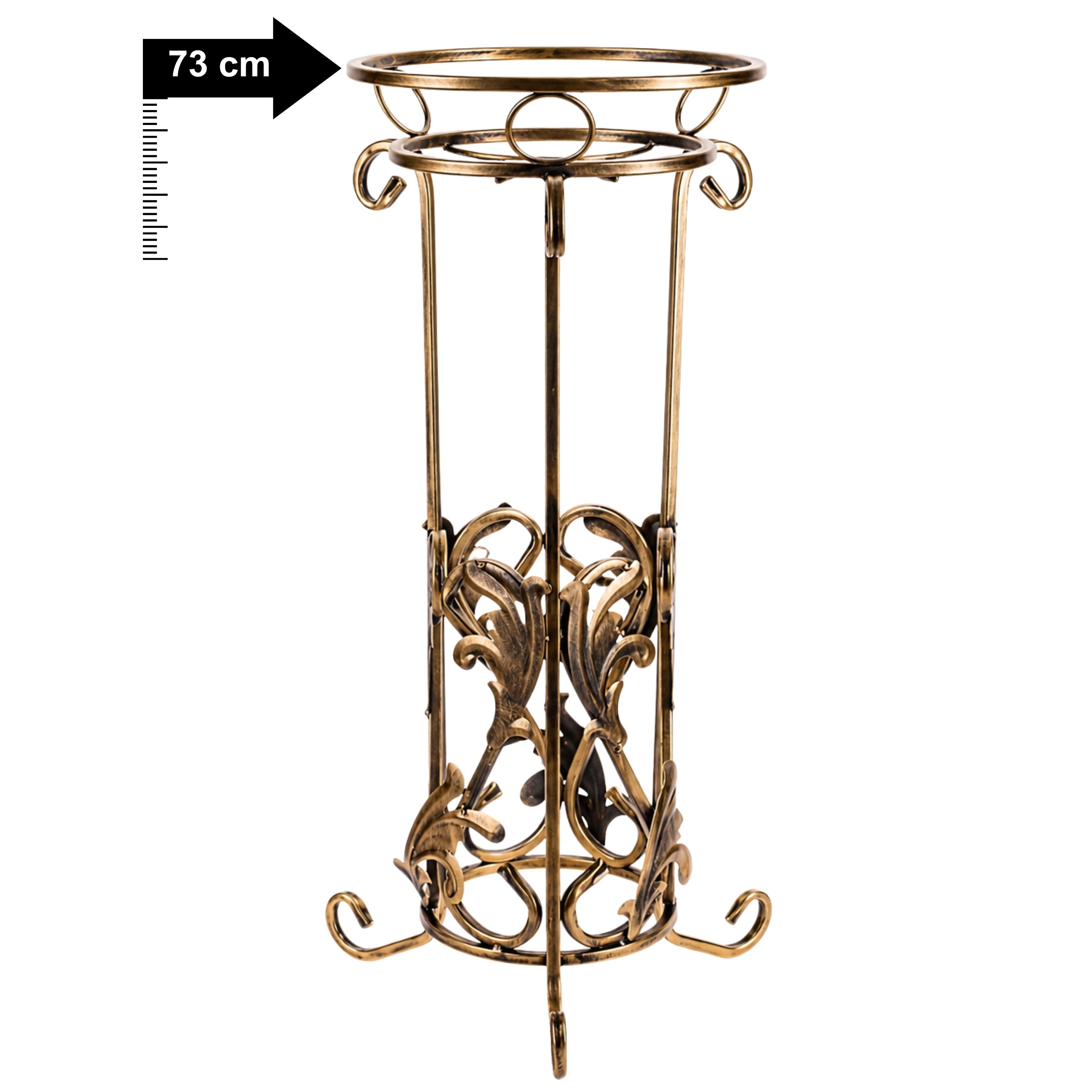 Kwietnik metalowy wysoki stojący RUSTIC 73 złota patyna HGDECO
