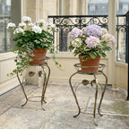 Kwietnik metalowy stojący do kwiatów FLORA 43 złota patyna HGDECO