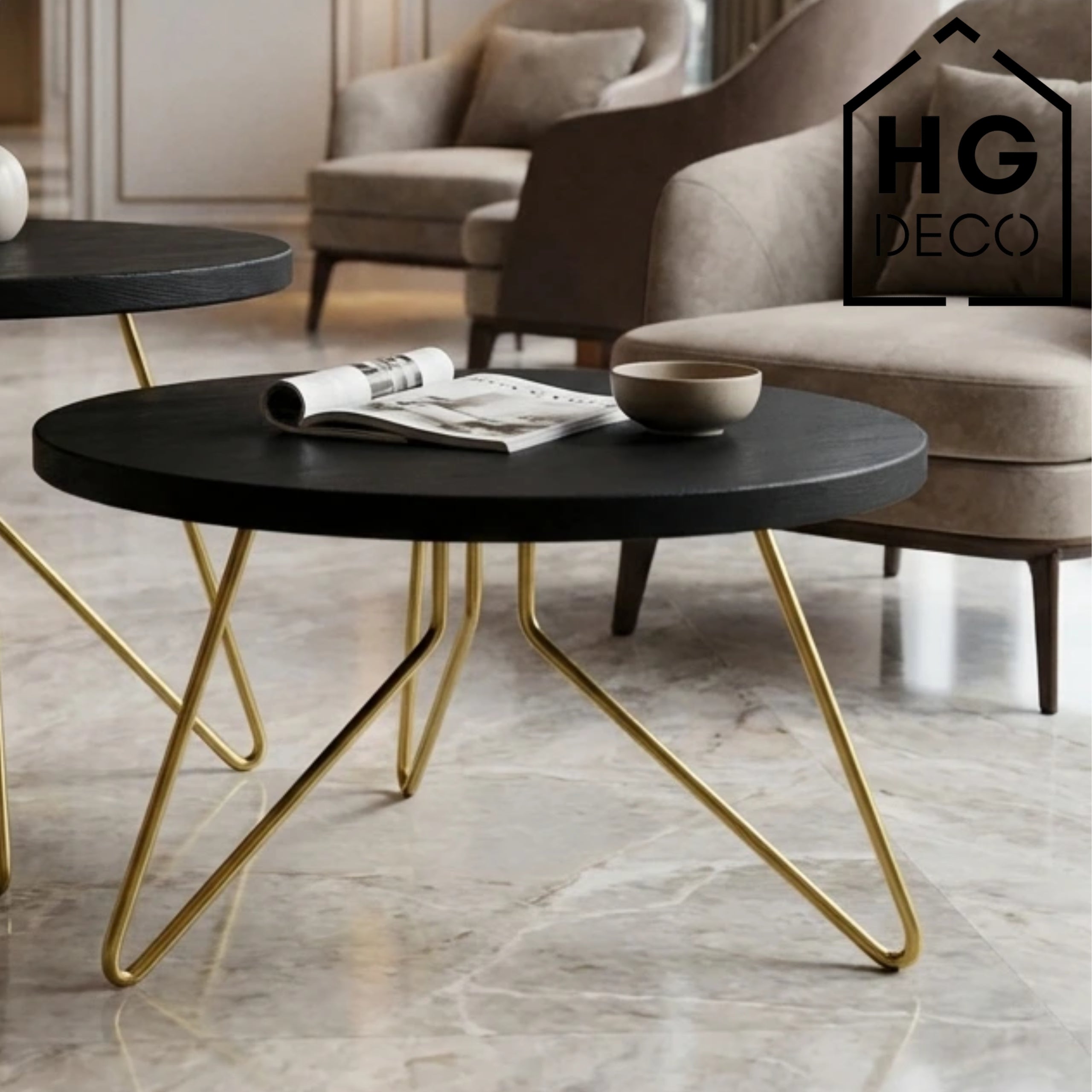 HGDECO FIN 40 cm Gold Coffee Table Legs Set