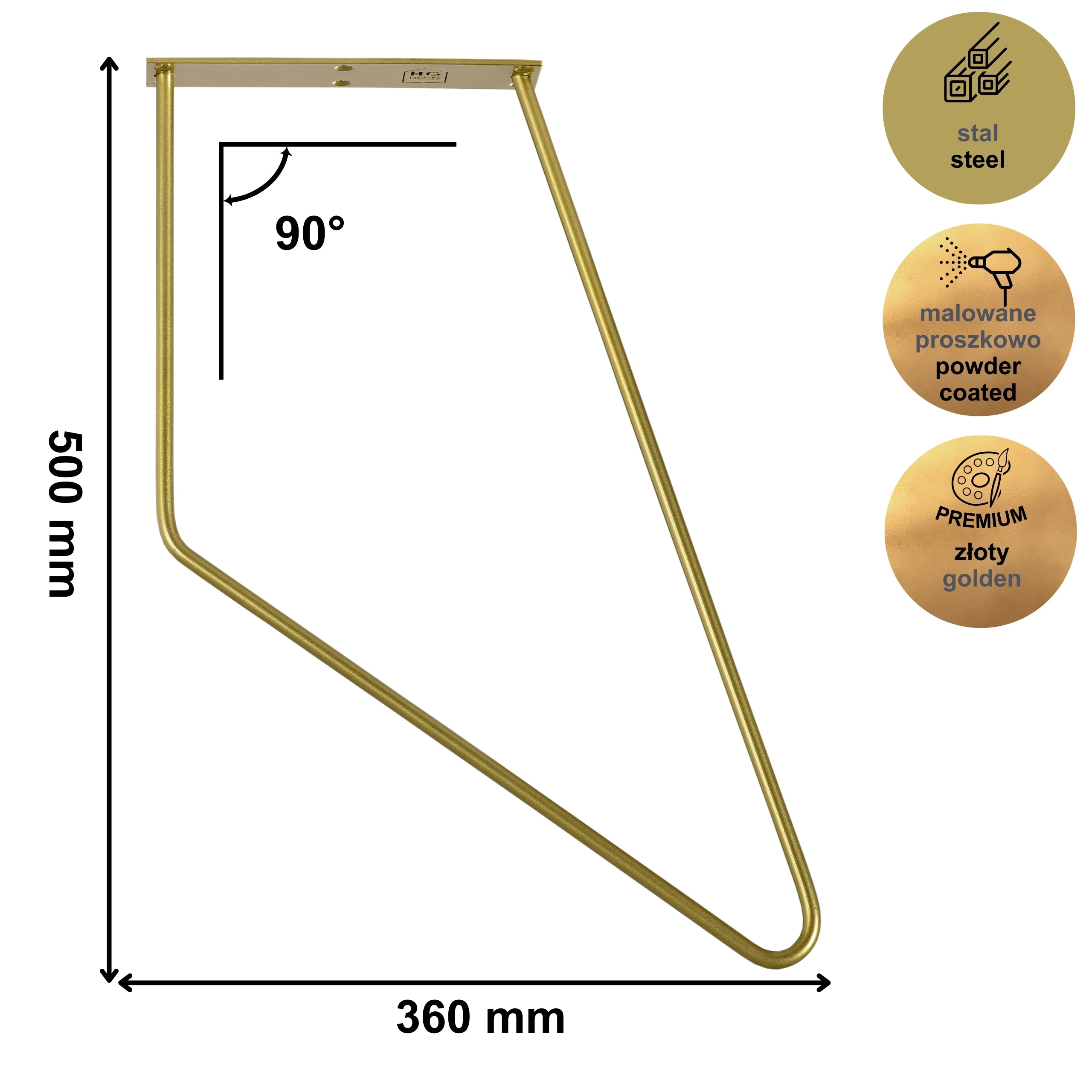 Zestaw nóg meblowych do stolika kawowego FIN 50 cm złoty HGDECO