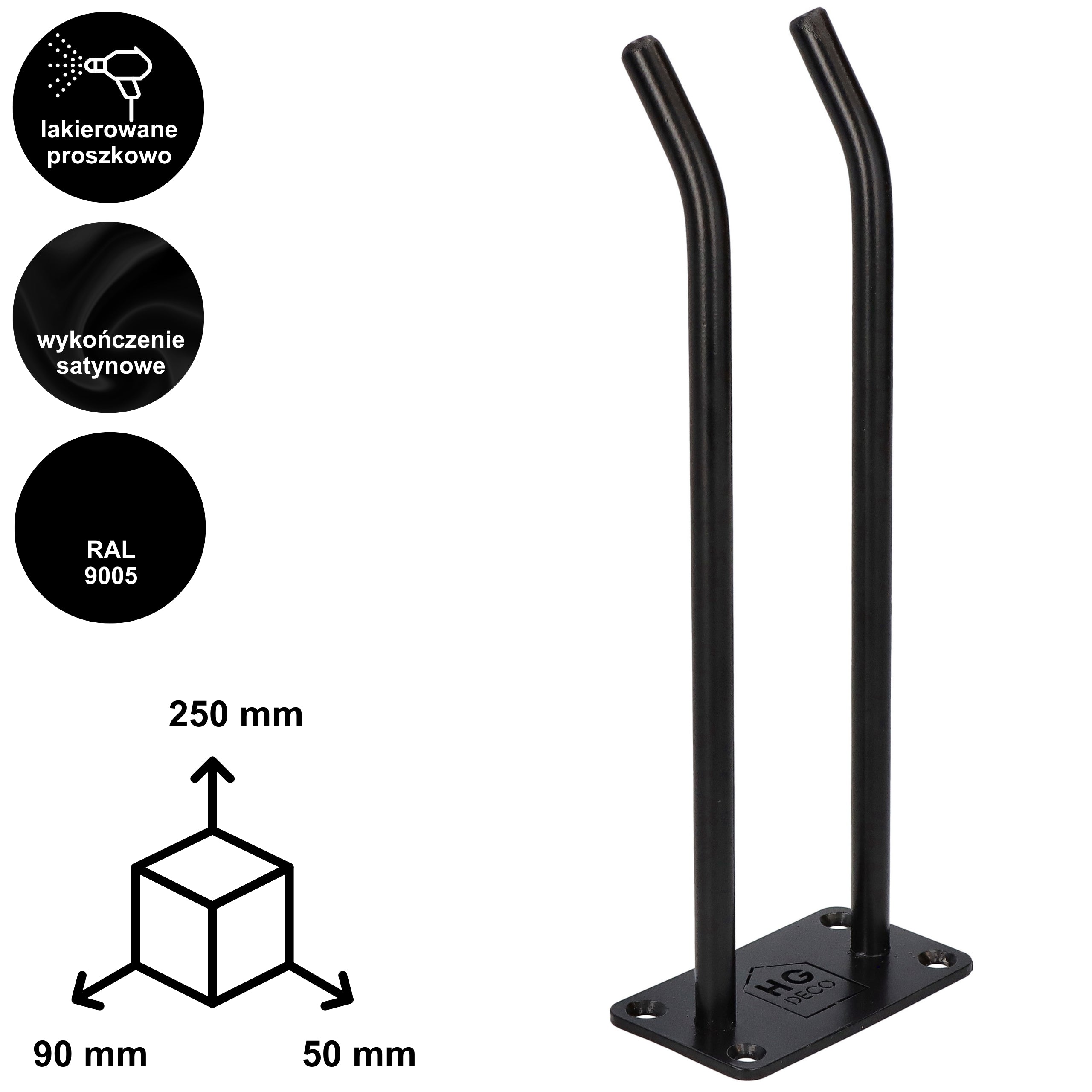 Metalowy uchwyt ścienny ORDO HK25 na narzędzia sprzęt sportowy 25 cm HGDECO