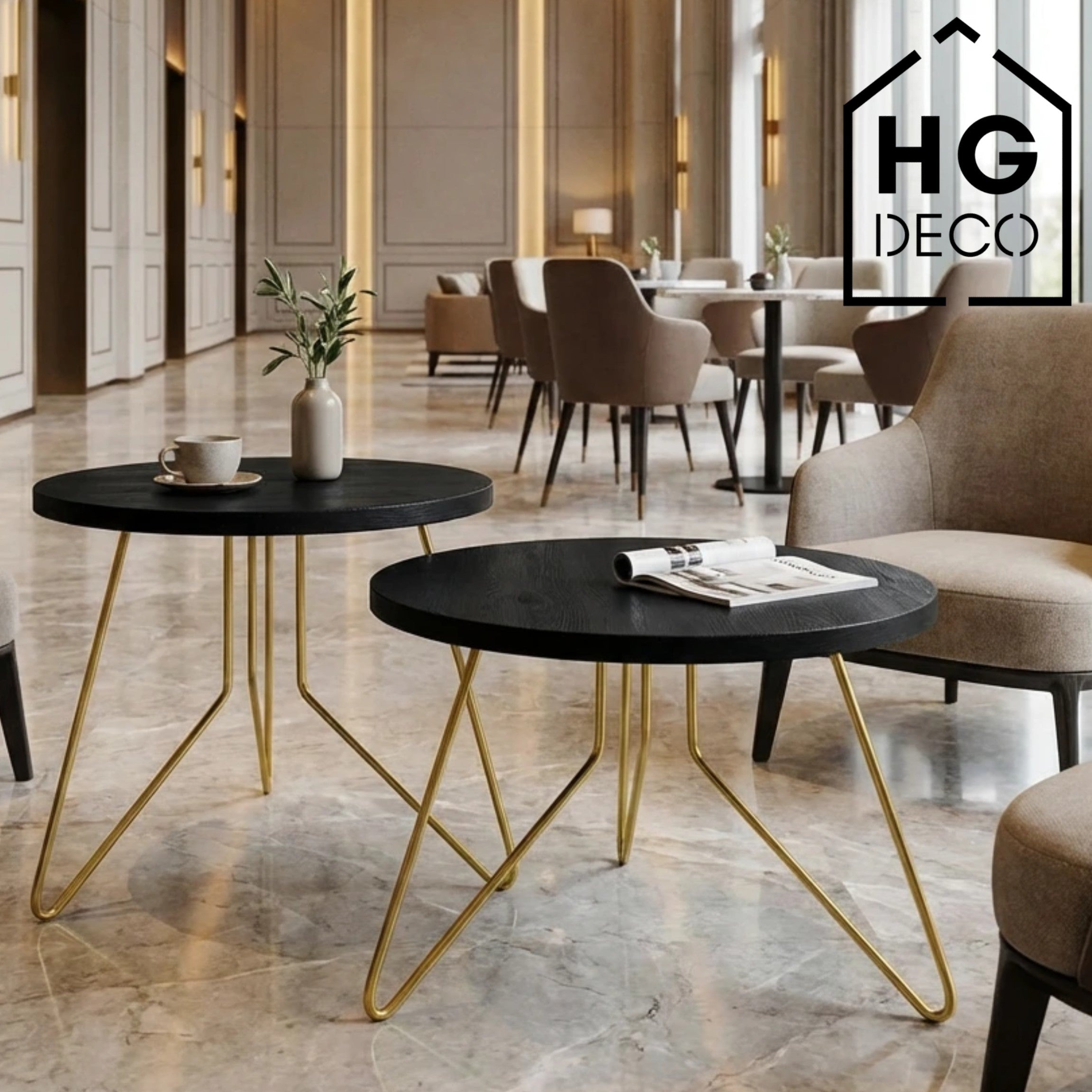 HGDECO FIN 40 cm Gold Coffee Table Legs Set