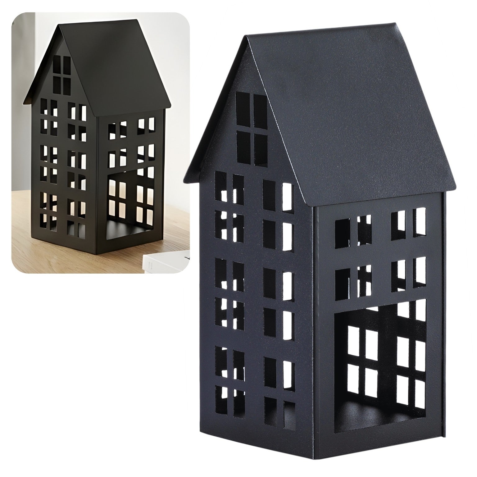 Lampion domek LUMI S czarny HGDECO