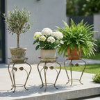 Kwietnik metalowy stojący do kwiatów FLORA 43 złota patyna HGDECO