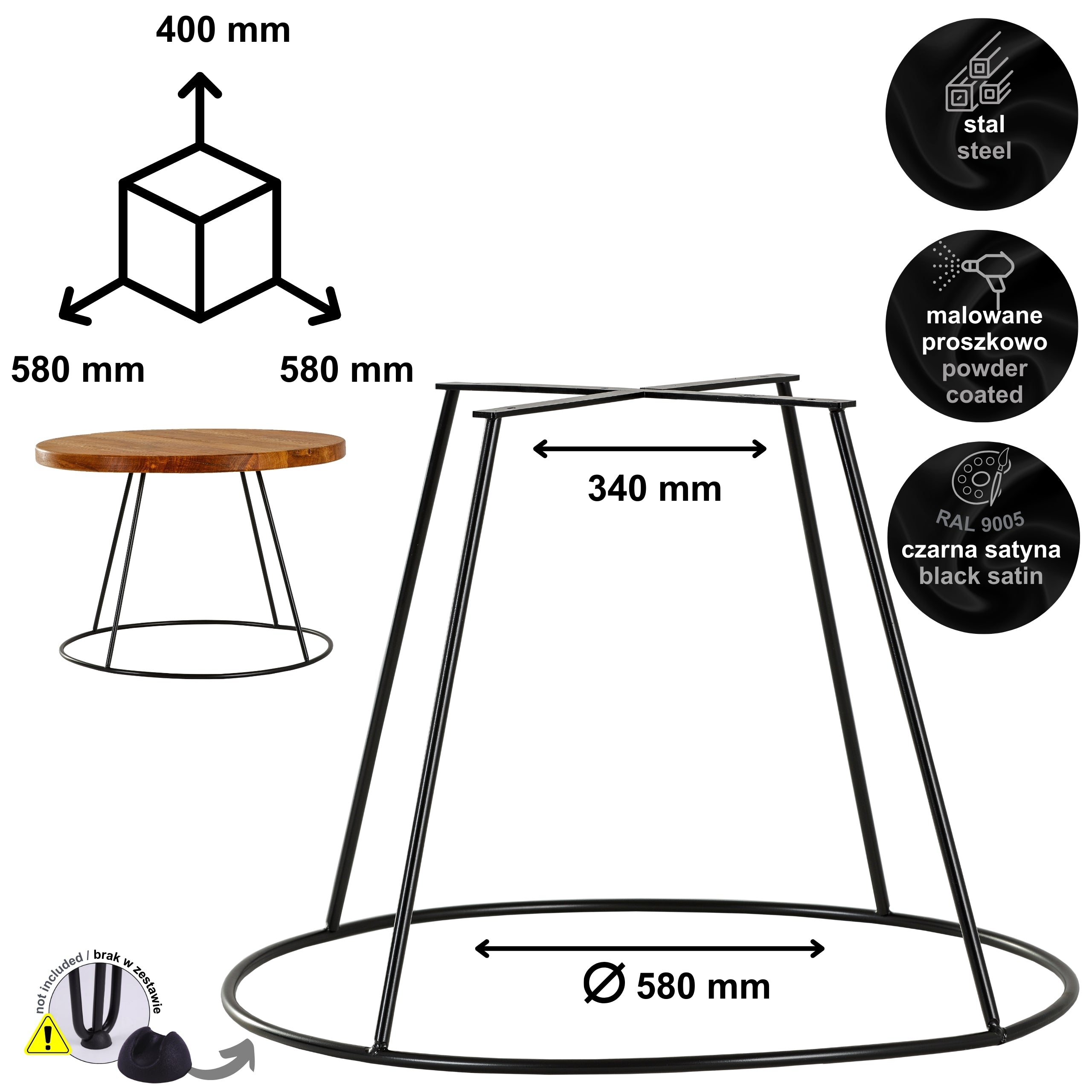 RING 40 cm black coffee table frame HGDECO