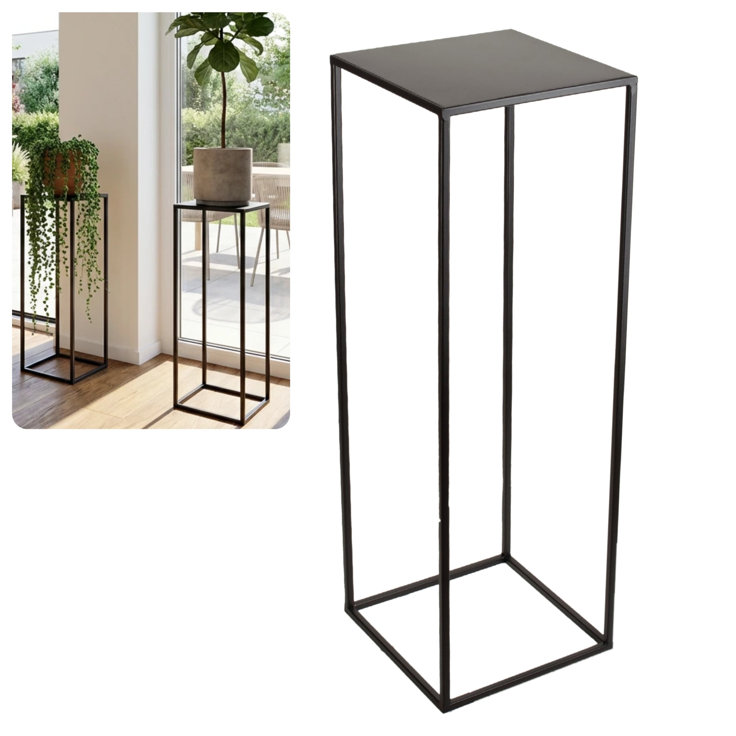 Metalowy kwietnik stojak na kwiatek TOWER 70 czarny styl loftowy HGDECO