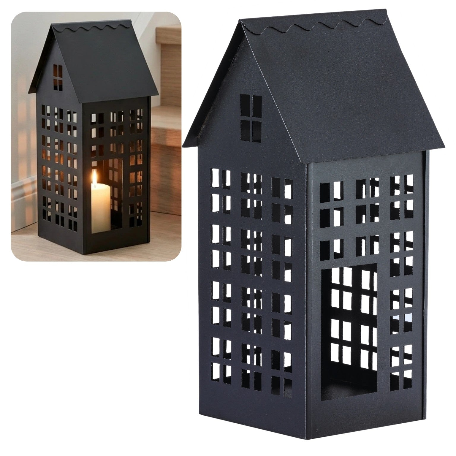 Lampion domek LUMI XL czarny HGDECO