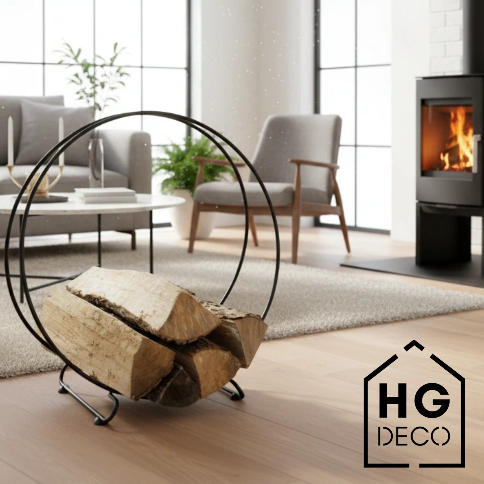 HGDECO  Stojak na drewno MOON XL czarny