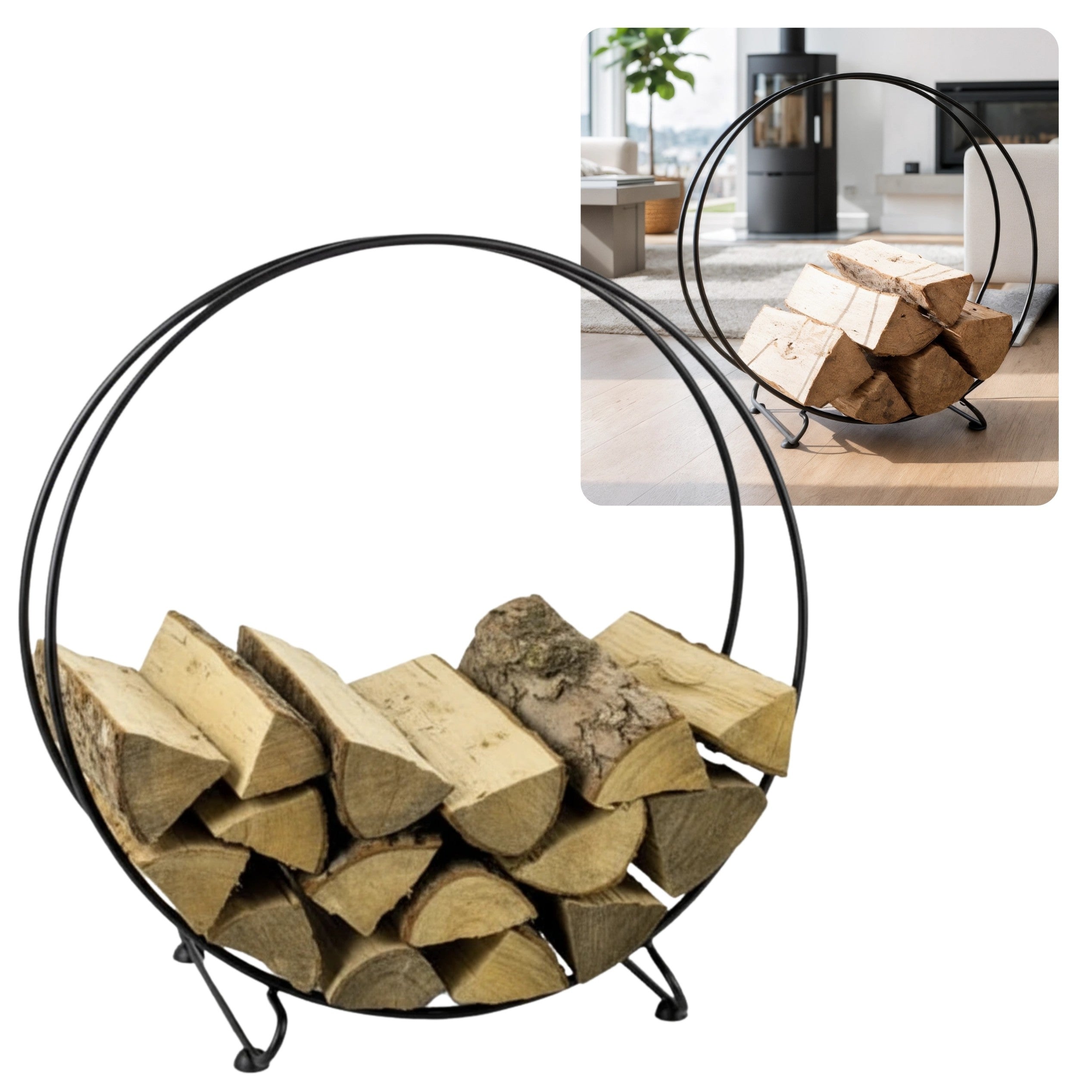 HGDECO  Stojak na drewno MOON XL czarny