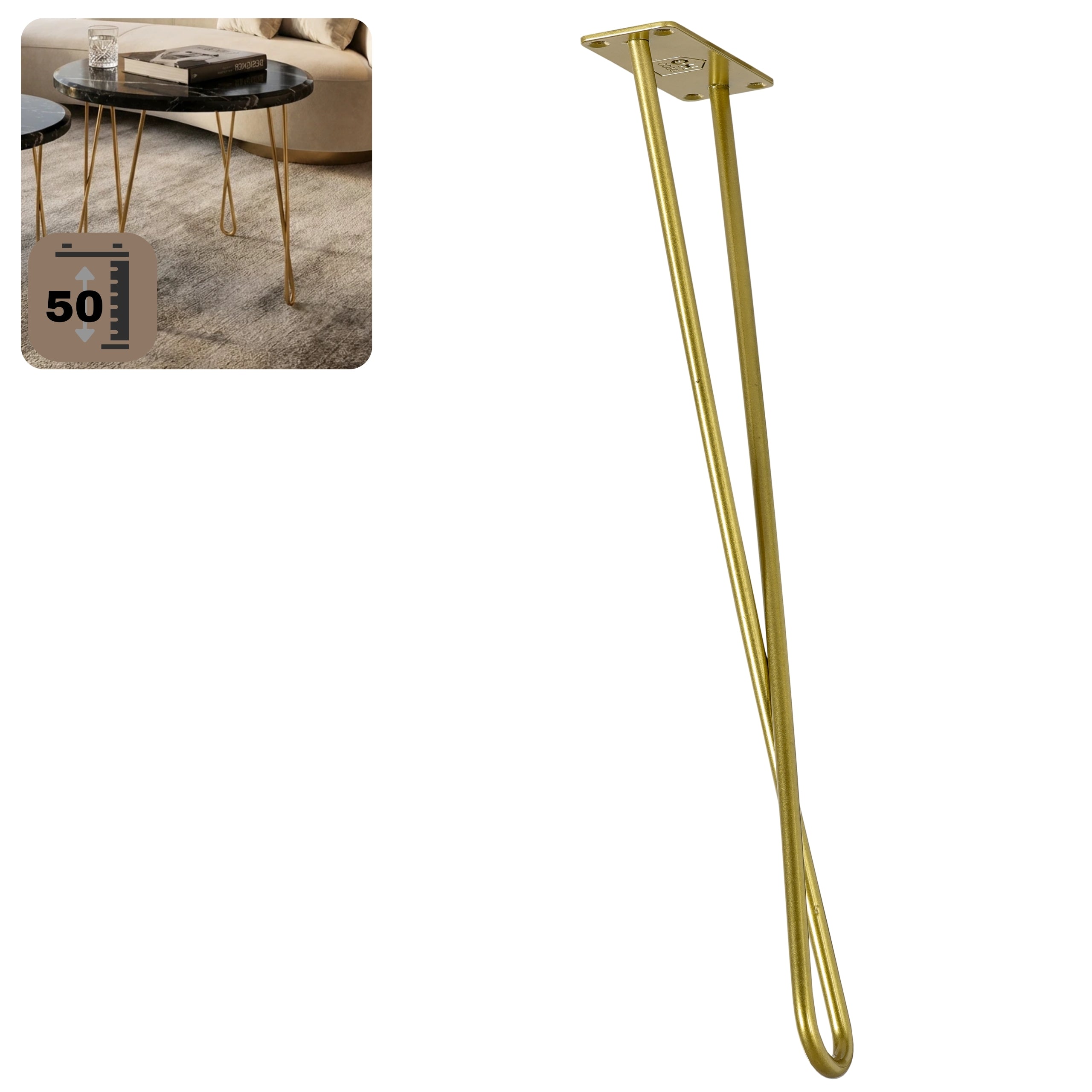 Noga do stolika kawowego ławy DX50 złoty HGDECO