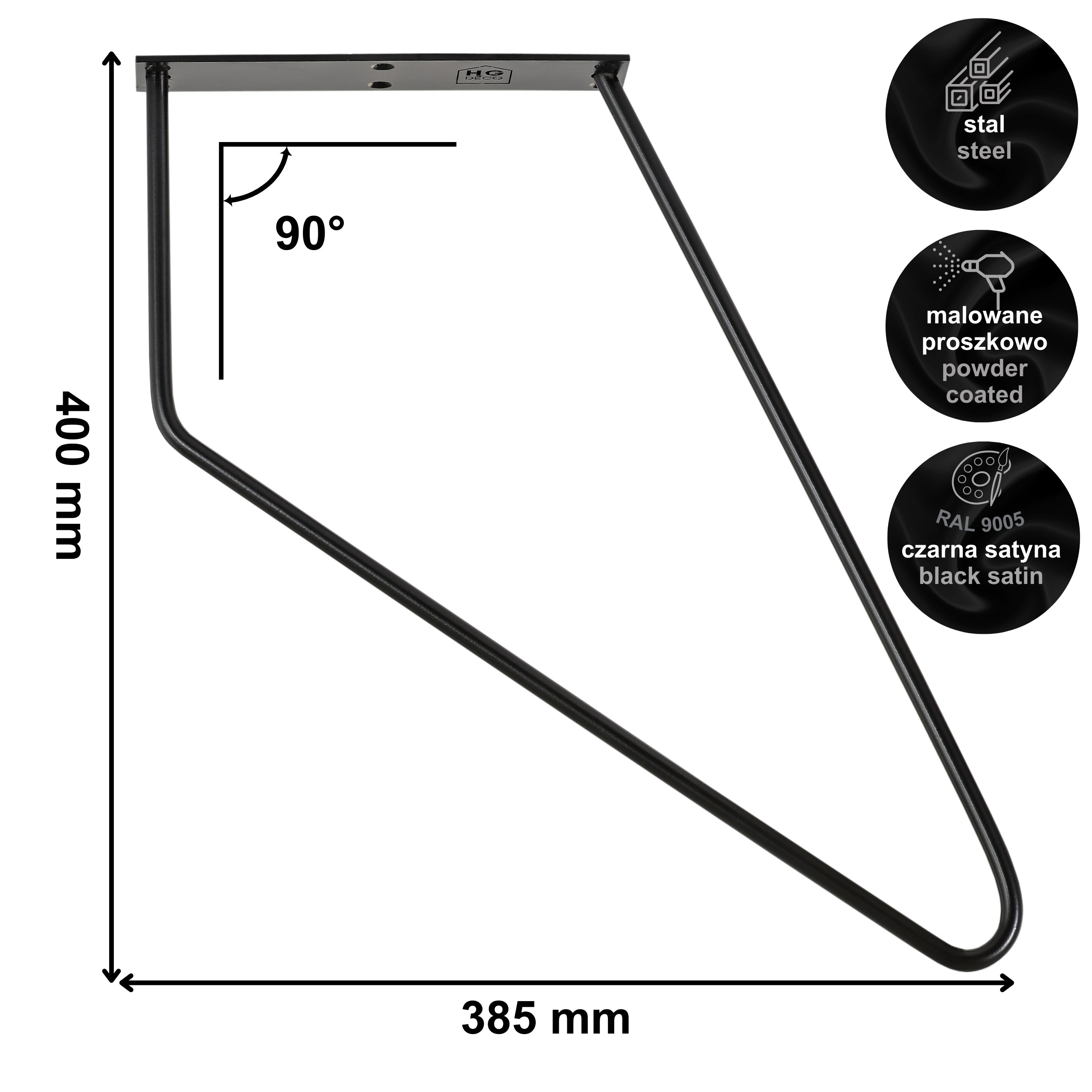 Zestaw nóg meblowych do stolika kawowego FIN 40 cm czarny HGDECO